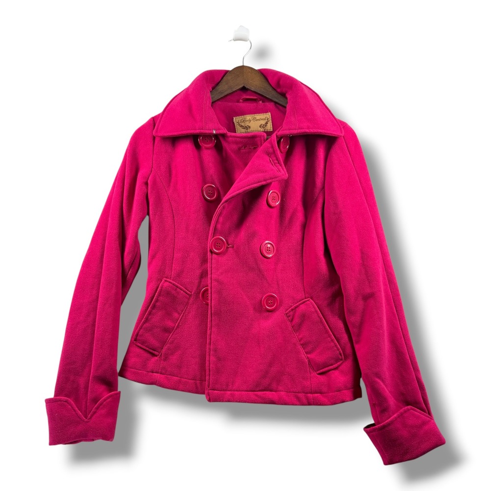 Body Central Womens Hot Pink Double Breasted Peacoat Jacket Small